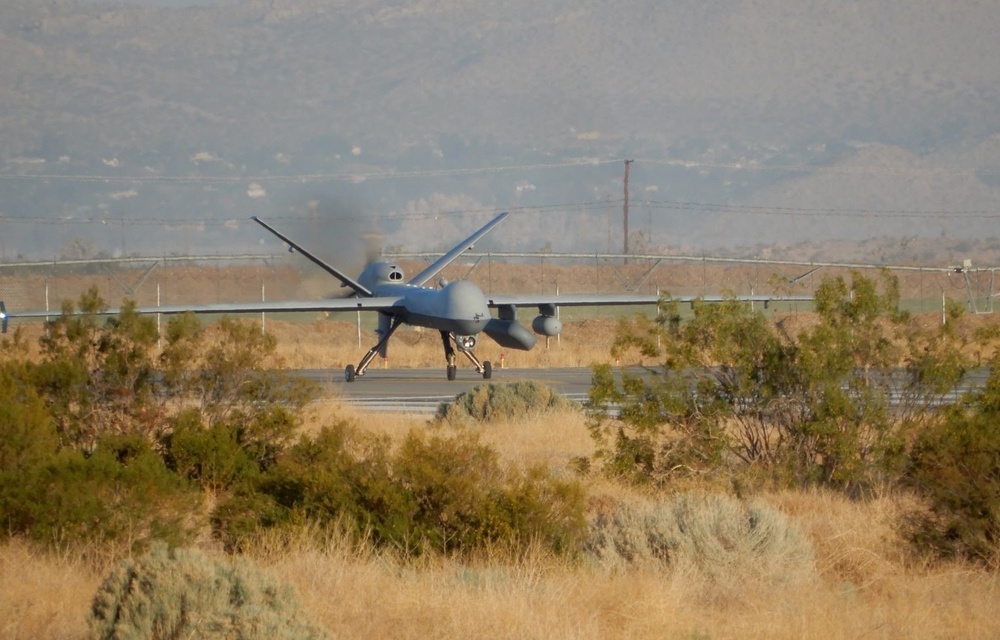 MQ-9 SeaGuardian unmanned maritime surveillance aircraft system prepares to launch