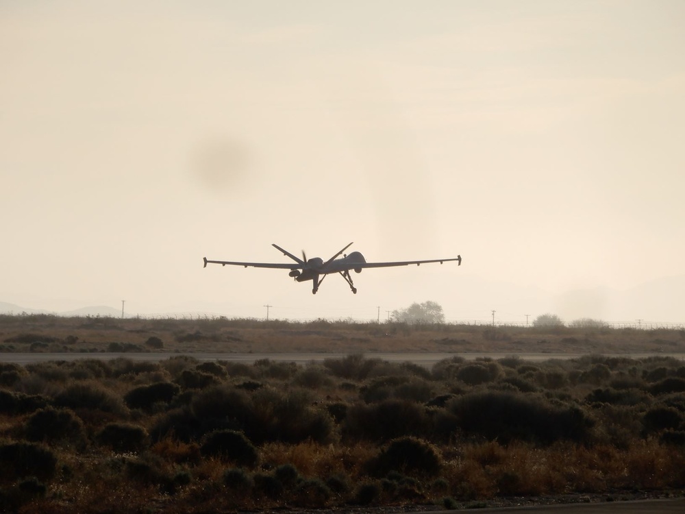 MQ-9 SeaGuardian unmanned maritime surveillance aircraft system launches