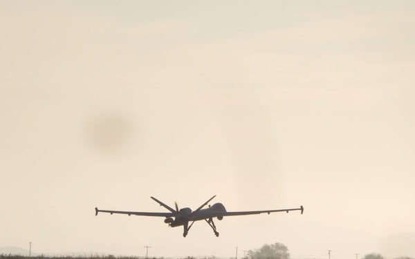 MQ-9 SeaGuardian unmanned maritime surveillance aircraft system launches