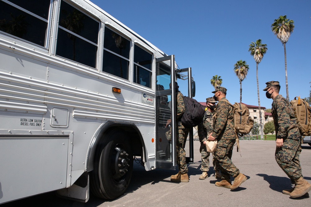 Marines And Sailors Attached To Task Force Benfold Depart To Medford Oregon