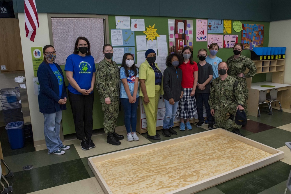 USS America (LHA 6) Sailors Present Table to Sasebo Elementary School