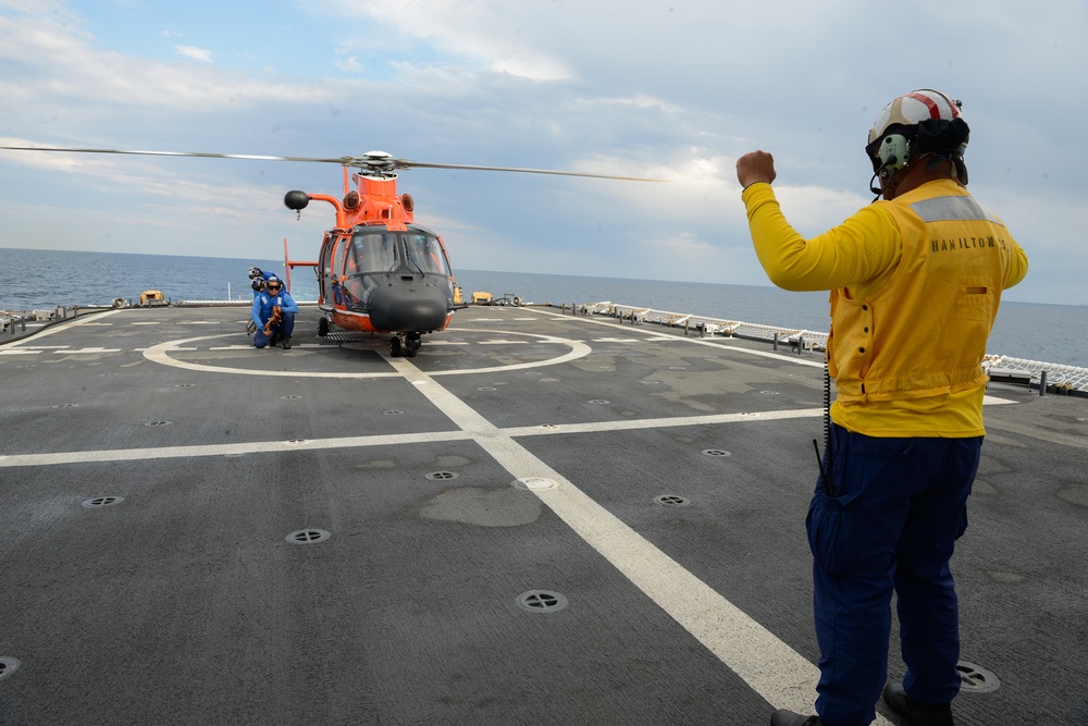 Coast Guard Cutter Hamilton conducts operations in the Mediterranean Sea