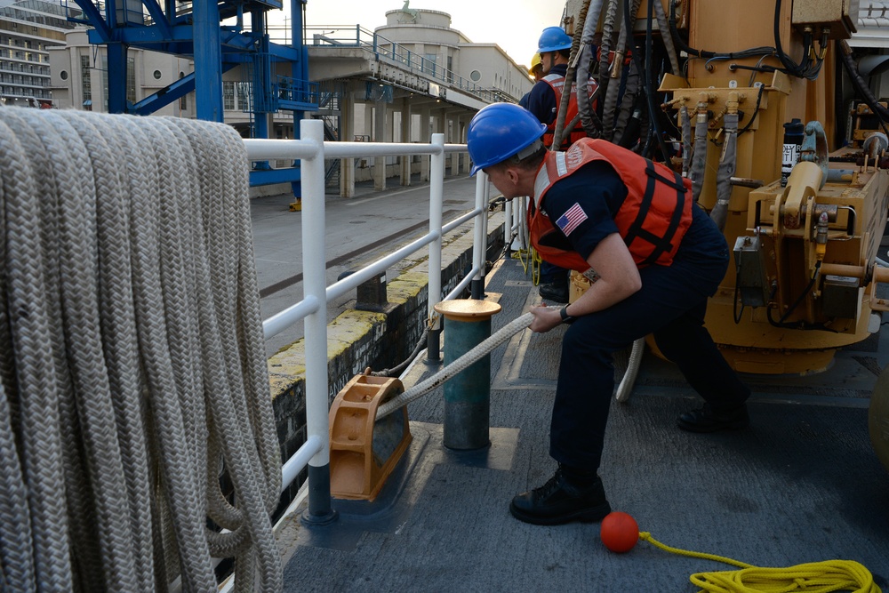 Coast Guard Cutter Hamilton conducts operations in the Mediterranean Sea