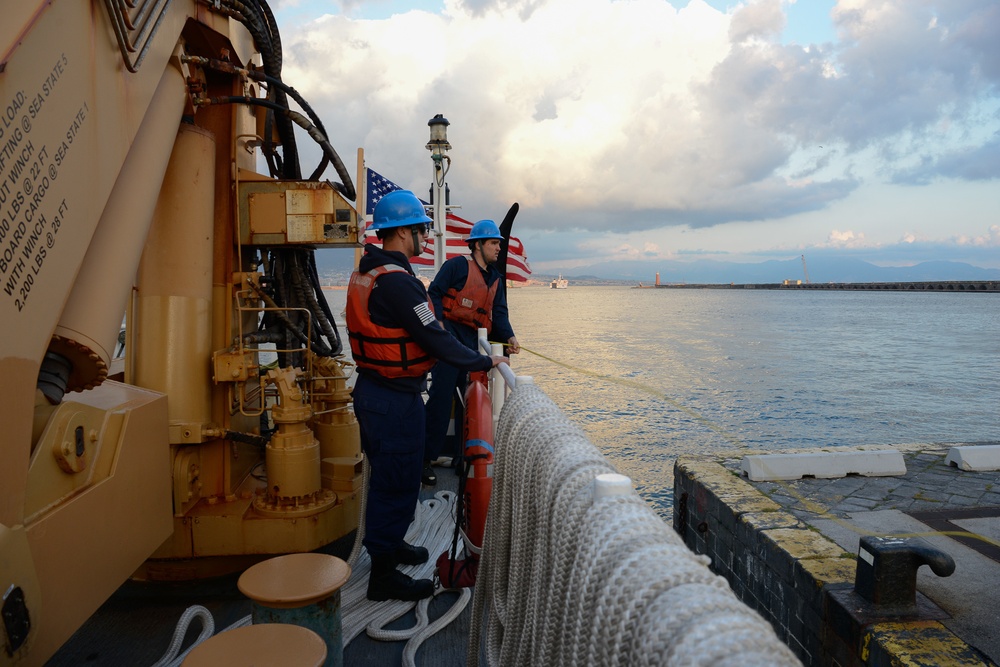 Coast Guard Cutter Hamilton conducts operations in the Mediterranean Sea