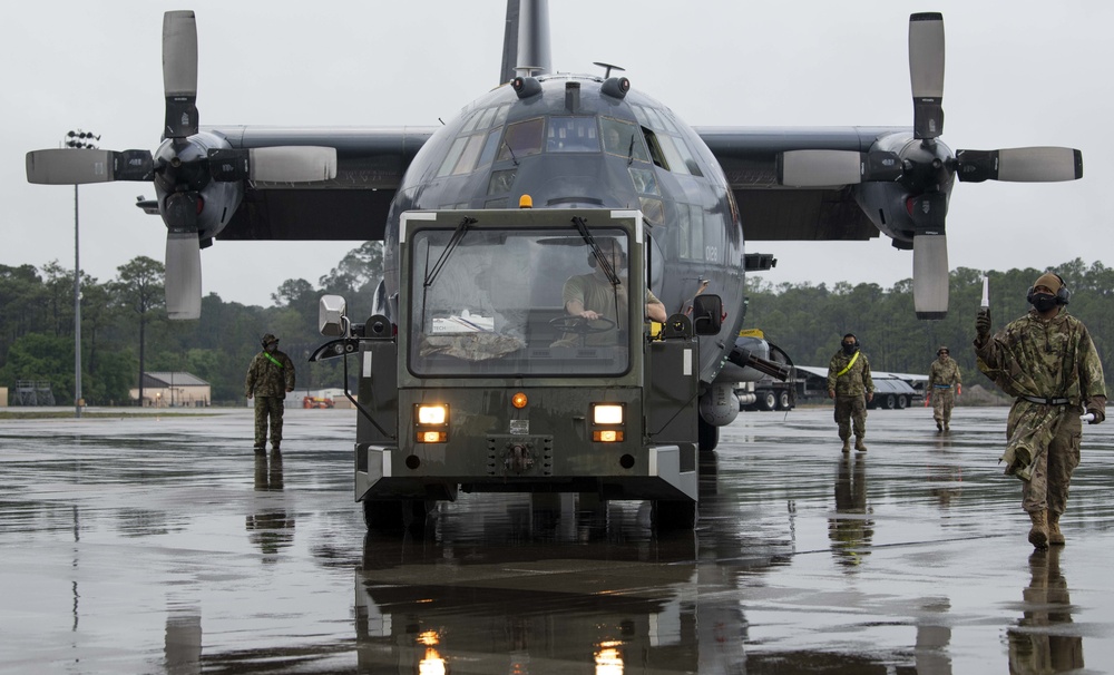 AC-130U tow to Hurlburt Field airpark