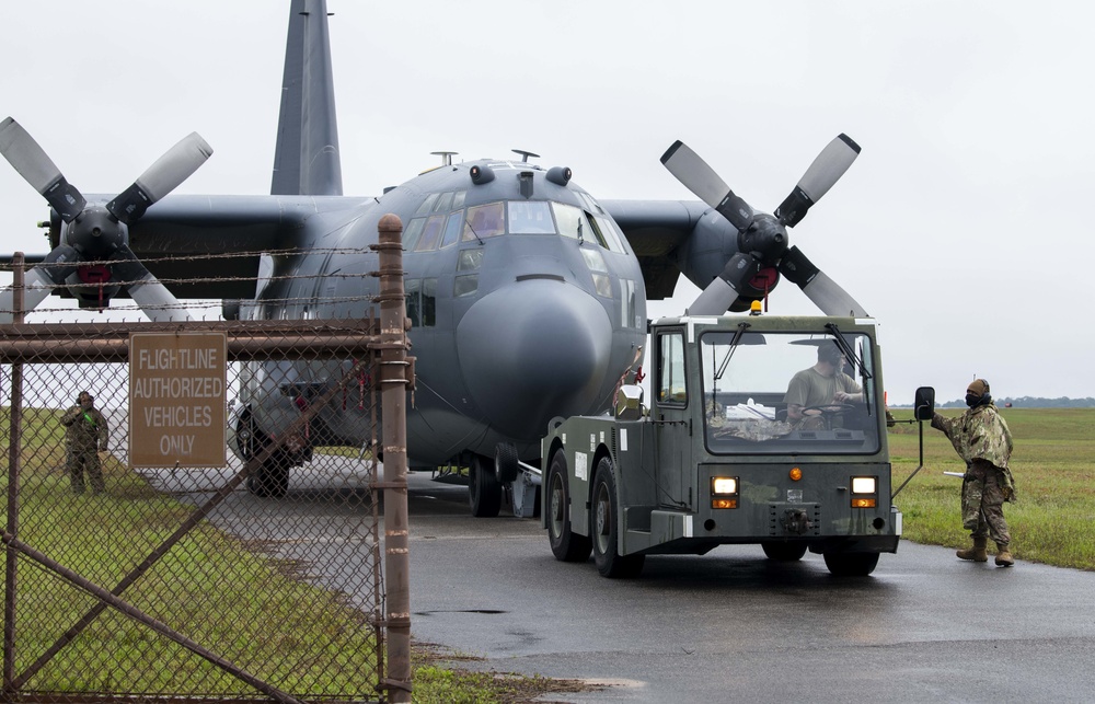 AC-130U tow to Hurlburt Field airpark