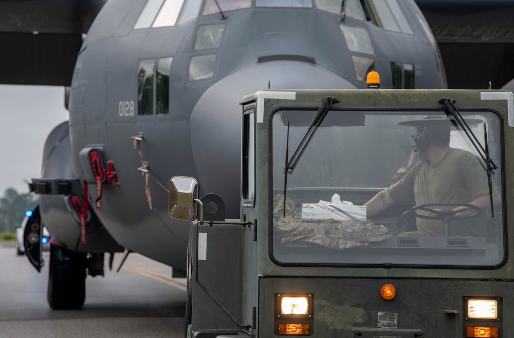 AC-130U tow to Hurlburt Field airpark