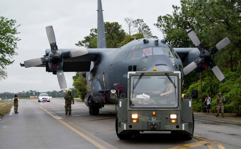 AC-130U tow to Hurlburt Field airpark