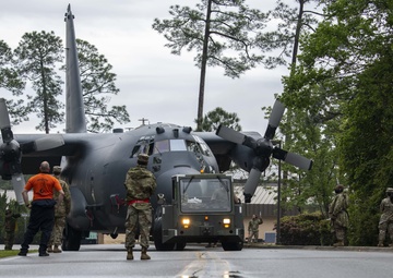 AC-130U tow to Hurlburt Field airpark