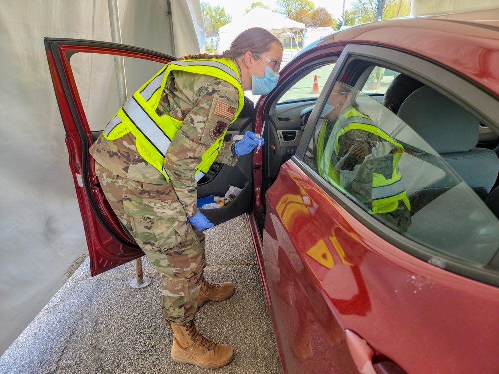 U.S. Air Force Airmen Conduct Vaccination Operations at the Community Vaccination Center at Gary, Indiana.