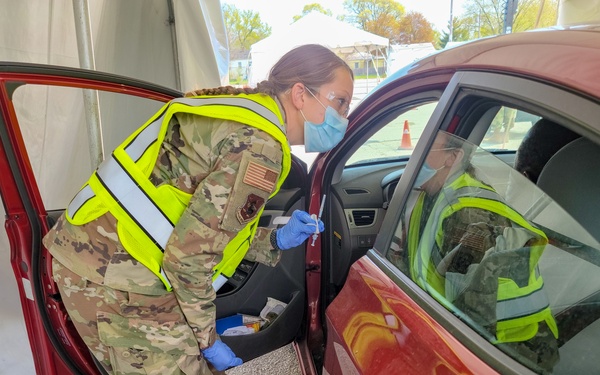 U.S. Air Force Airmen Conduct Vaccination Operations at the Community Vaccination Center at Gary, Indiana.