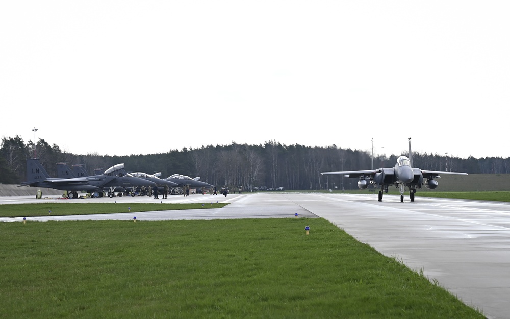 F-15s, F-16s takeoff for ACE Exercise