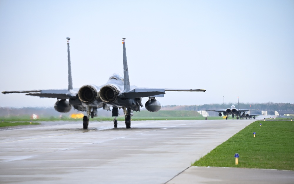 F-15s, F-16s takeoff for ACE Exercise