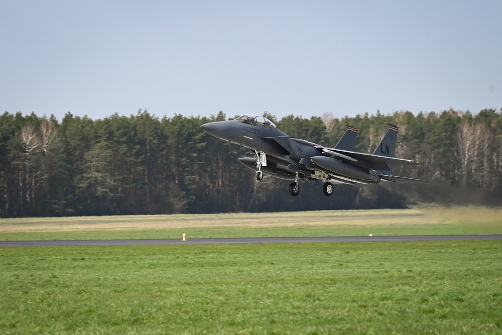 F-15s, F-16s takeoff for ACE Exercise