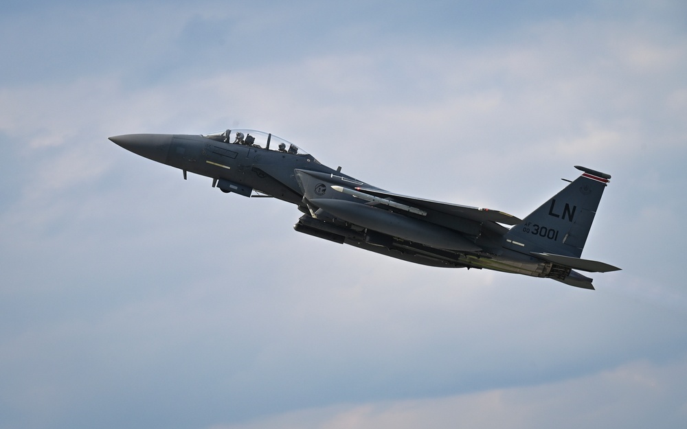 F-15s, F-16s takeoff for ACE Exercise