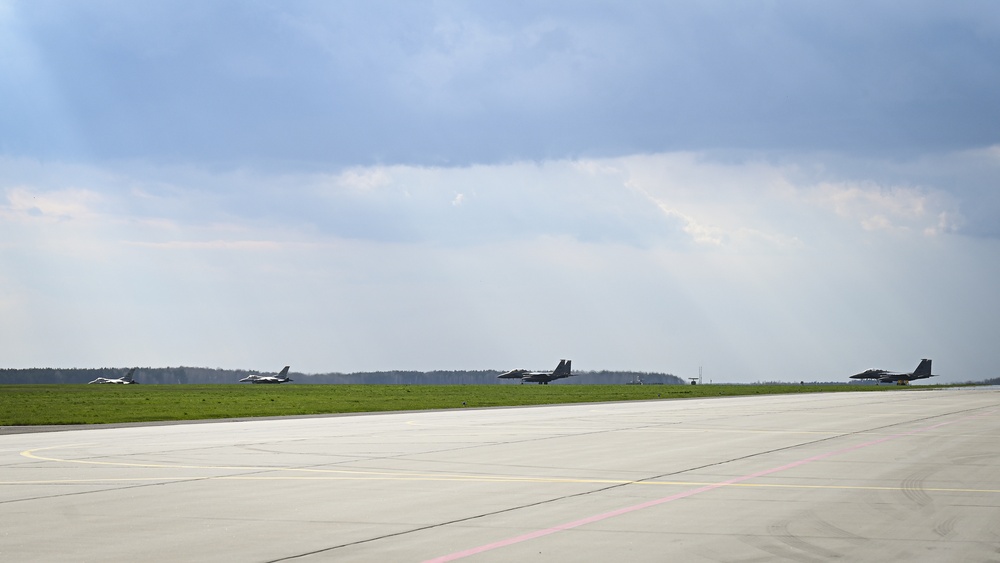 F-15s, F-16s takeoff for ACE Exercise