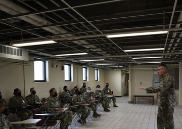 Command Sgt. Maj. Lombardo talks to 314th Theater Public Affairs Support Element