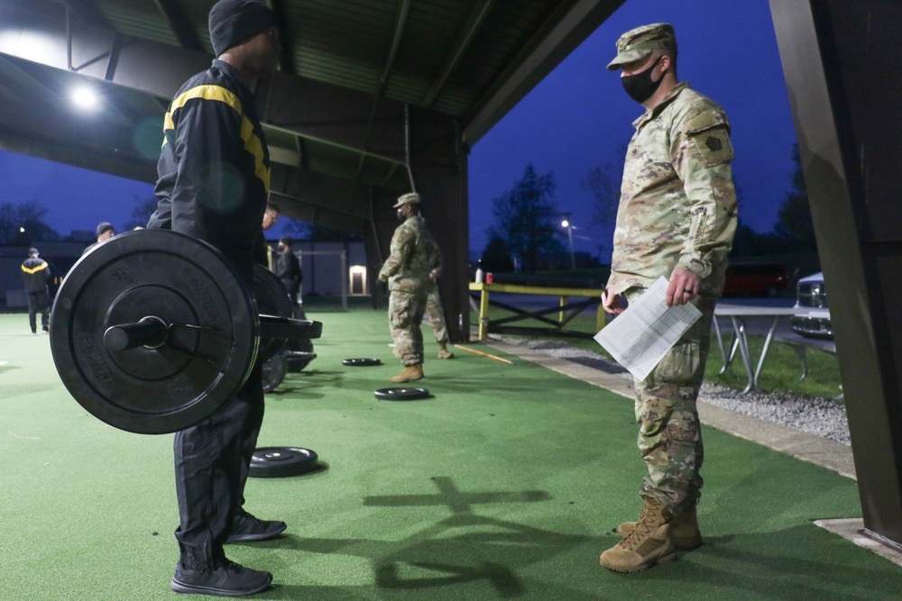 V Corp's Senior Enlisted Soldiers Conduct ACFT Test