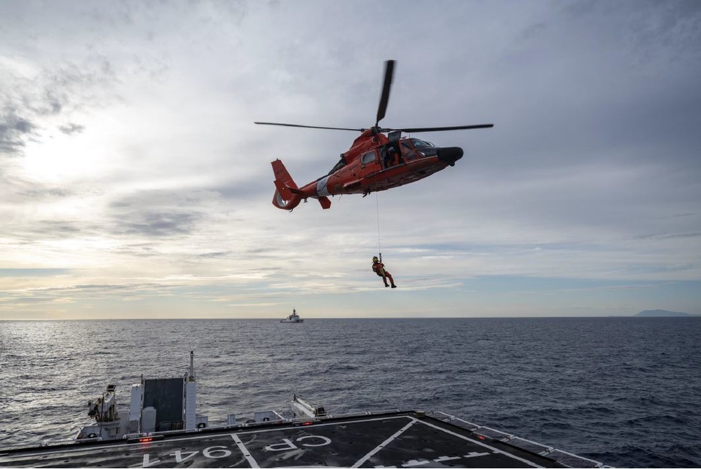 U.S. Coast Guard conducts helicopter operations with Italian coast guard