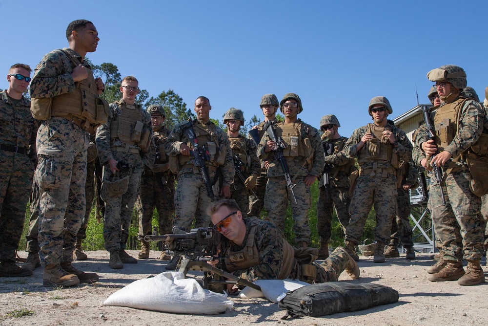 Marines participate in squad defense drills during Dynamic Cape 21.1