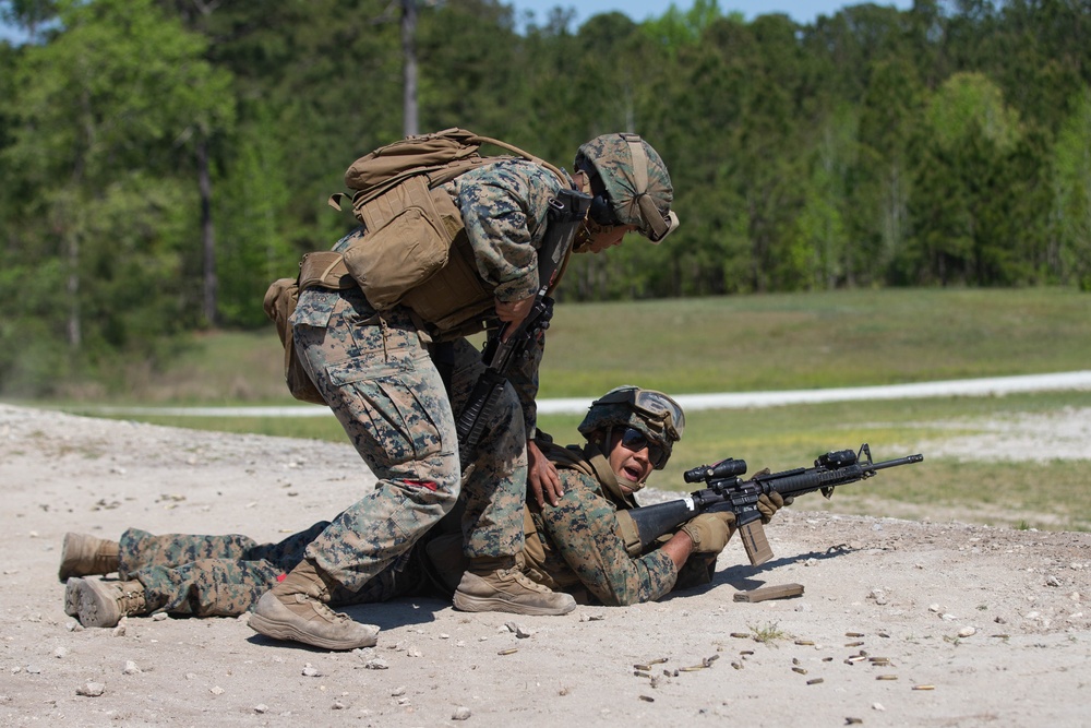 Marines participate in squad defense drills during Dynamic Cape 21.1