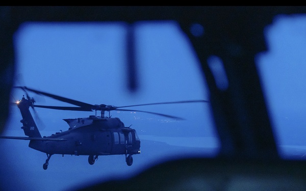 U.S. Army Blackhawk flies over Romania
