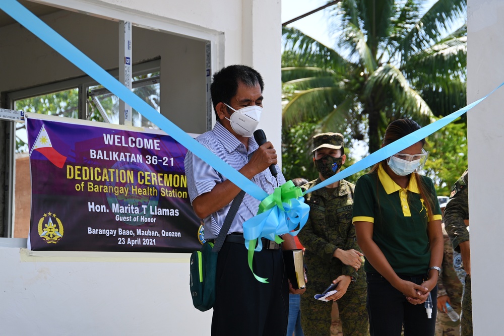 Balikatan 21: Dedication ceremony held to celebrate new health station, Barangay Baao, Mauban, Ph.