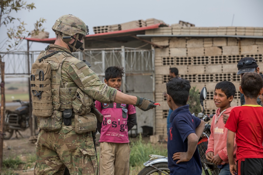 U.S. Army and SDF Visits Local Villages in Syria