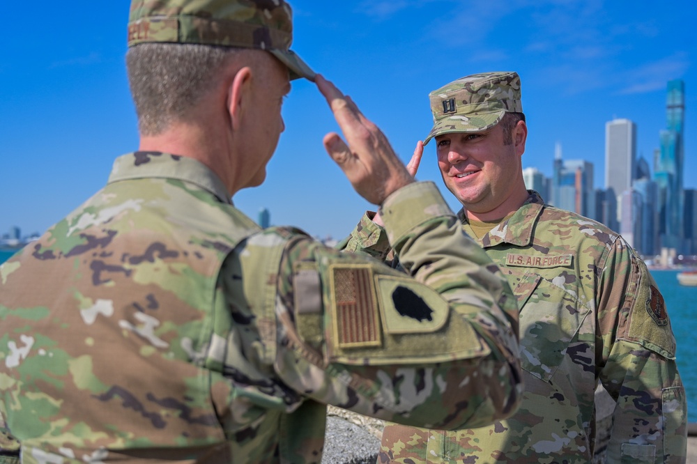 Maj. Gen. Rich Neely Promotes 183rd Airlift Wing Stephen Unverzagt to Major