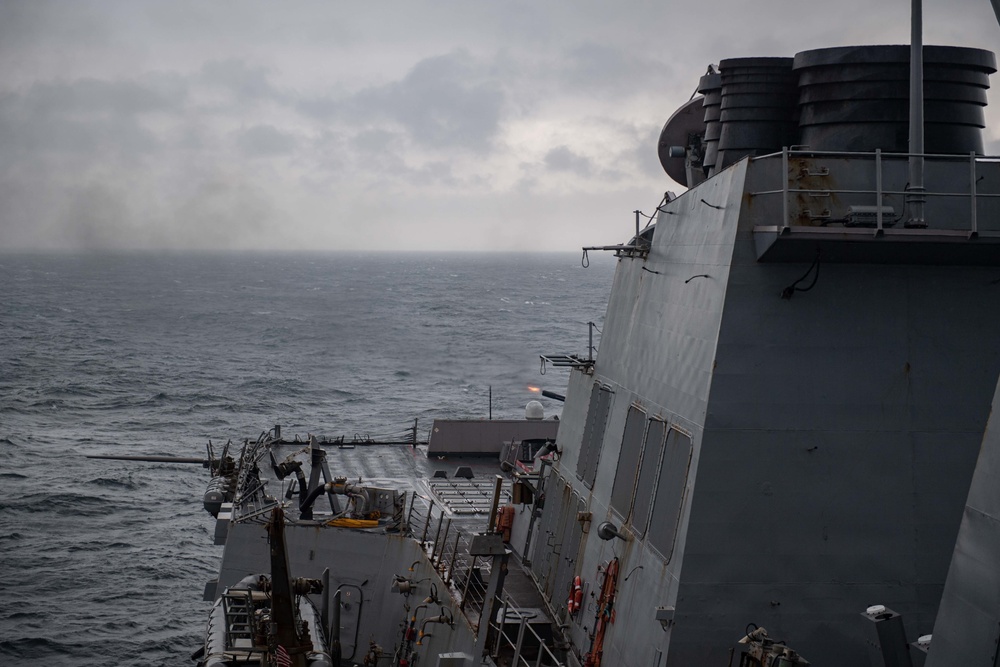 USS Winston S. Churchill (DDG 81) conducts live-fire demo.