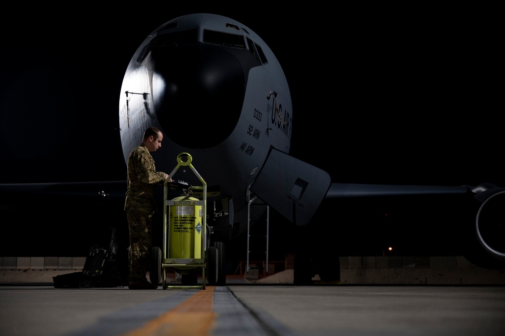 97th Expeditionary Air Refueling Squadron refuel F-15's and F-16's