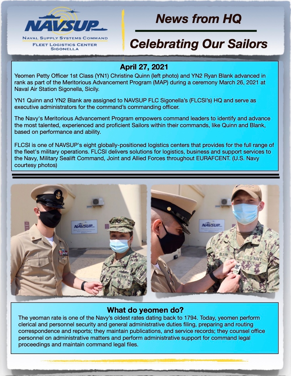 NAVSUP FLCSI 'MAPs&quot; Top-Performing Sailors