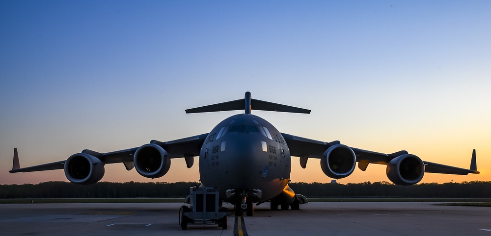 Dover AFB C-17s shine at sunrise