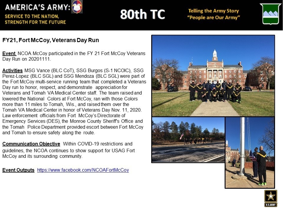 FY21, Fort McCoy, Veterans Day Run