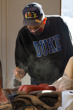 Alaska National Guard armory honor pole restored by Vietnam veteran and son