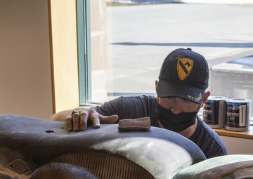 Alaska National Guard armory honor pole restored by Vietnam veteran and son