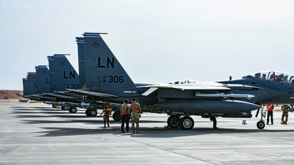 Air Force First! F-15E Ferries extra Munitions!