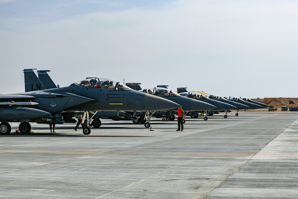 Air Force First! F-15E Ferries extra Munitions!
