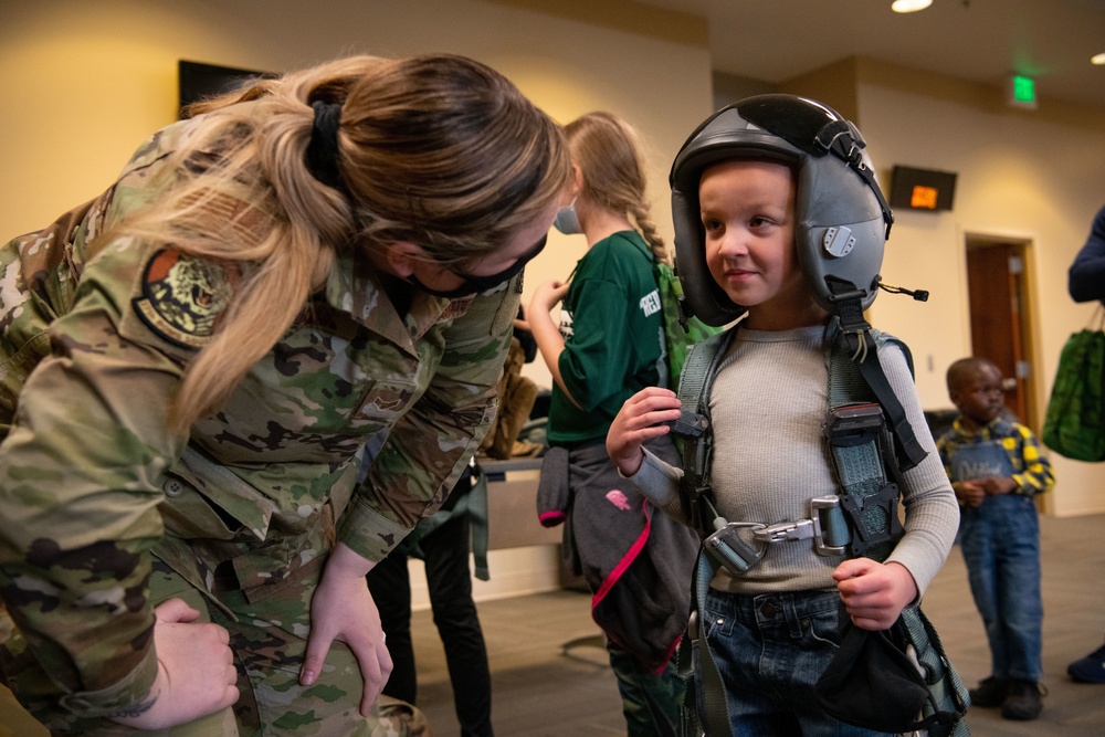 Military children spend a day in their parent's shoes
