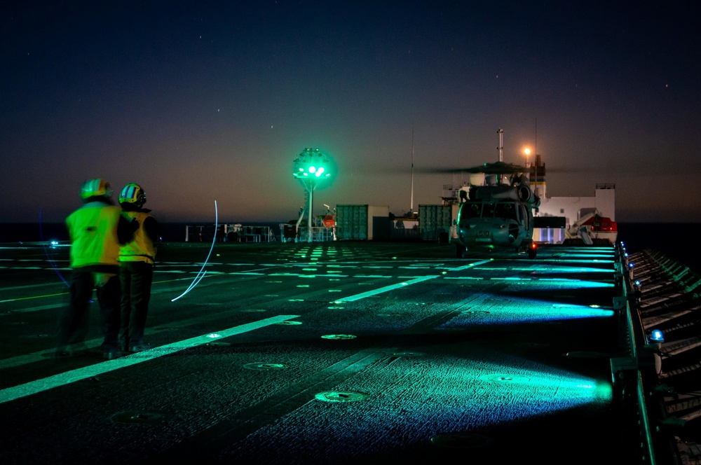MH-60S Seahawk Night Flight Operations Aboard USNS Mercy