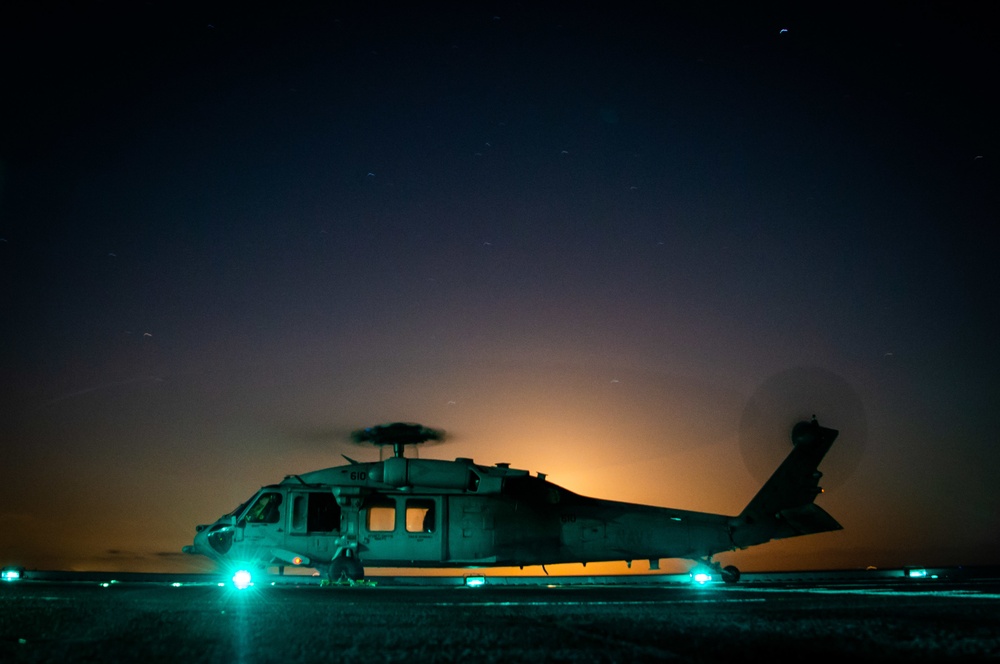MH-60S Seahawk Night Flight Operations Aboard USNS Mercy