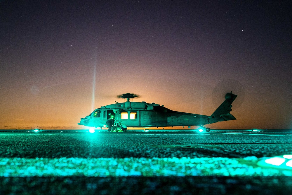 MH-60S Seahawk Night Flight Operations Aboard USNS Mercy