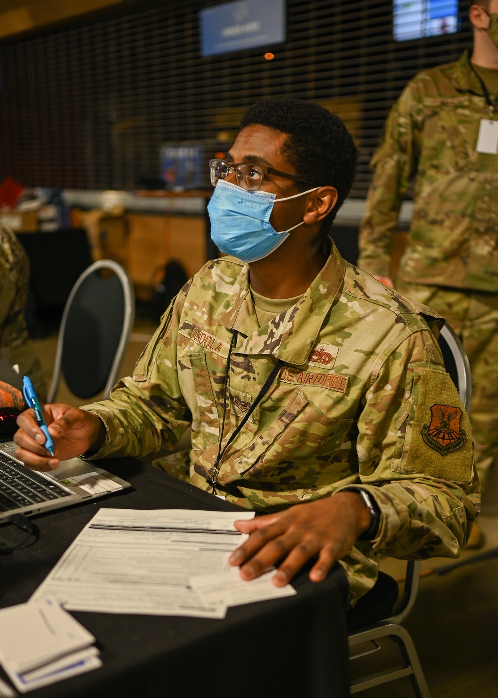 U.S. Air Force Airmen support community members at Ford Field CVC