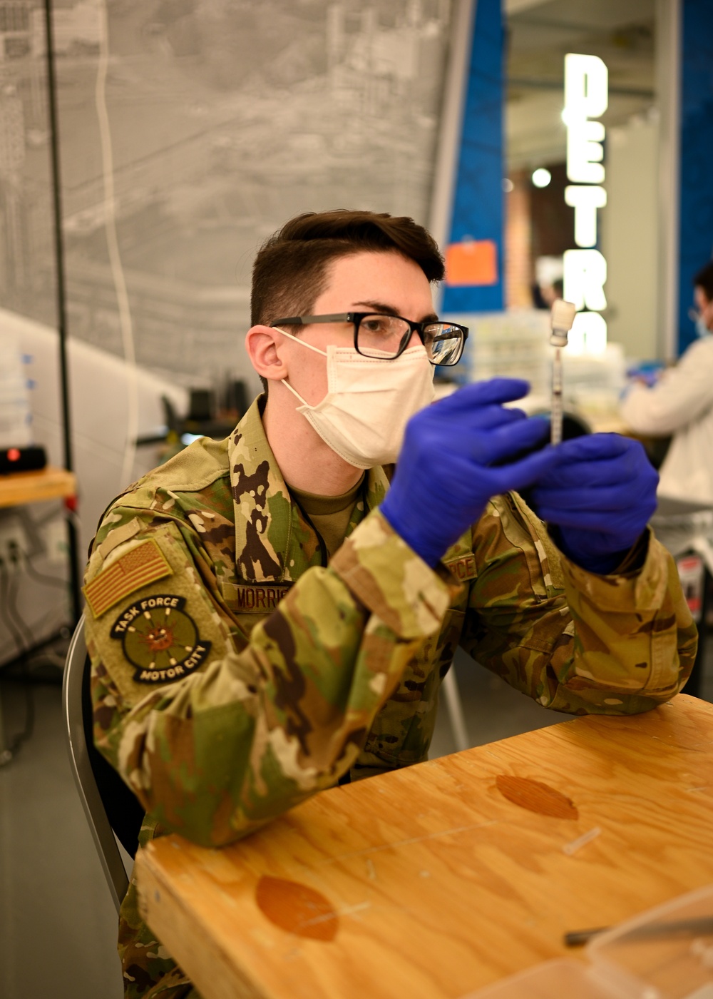 U.S. Air Force Airmen support community members at Ford Field CVC