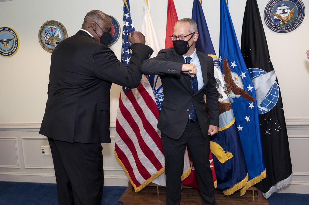 Secretary Austin Swears In Colin Kalh as USD for Policy