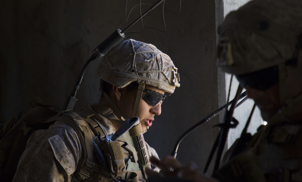 Marines with 3/7 clear buildings at the Combat Center