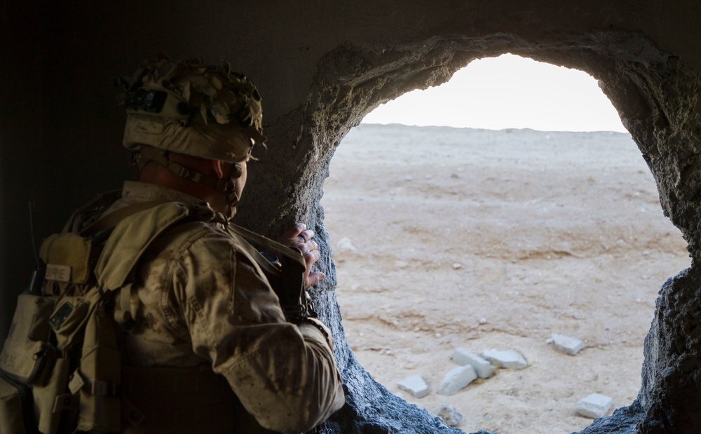 Marines with 3/7 clear buildings at the Combat Center