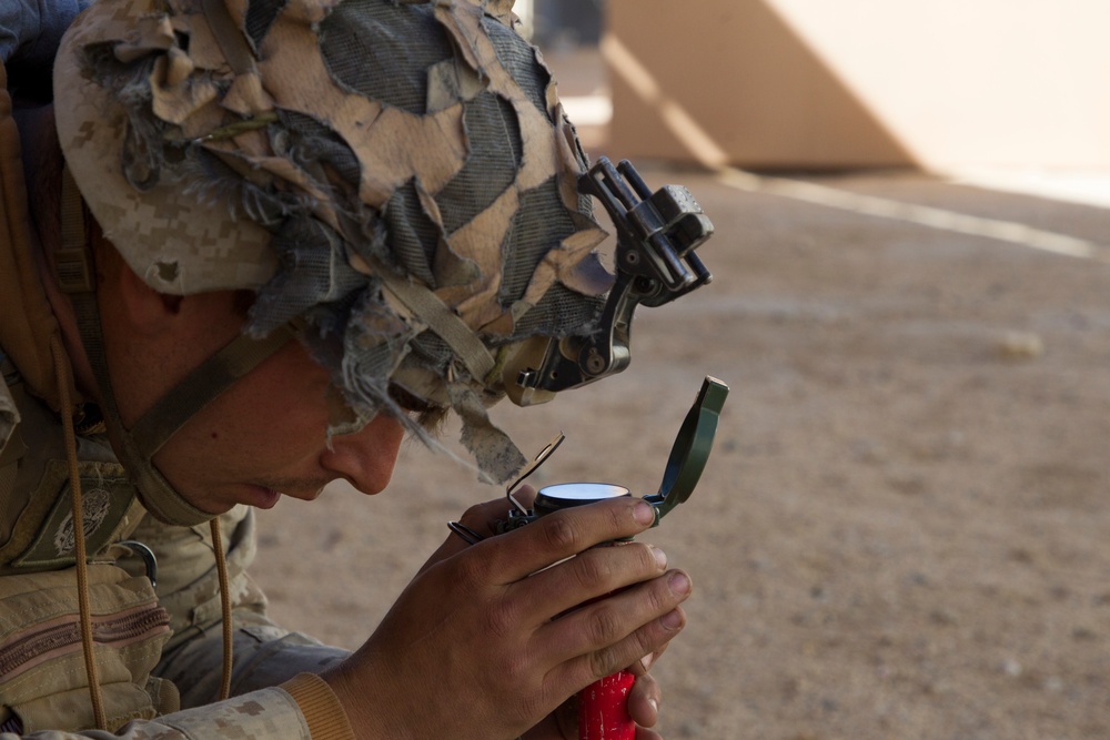 Marines with 3/7 clear buildings at the Combat Center