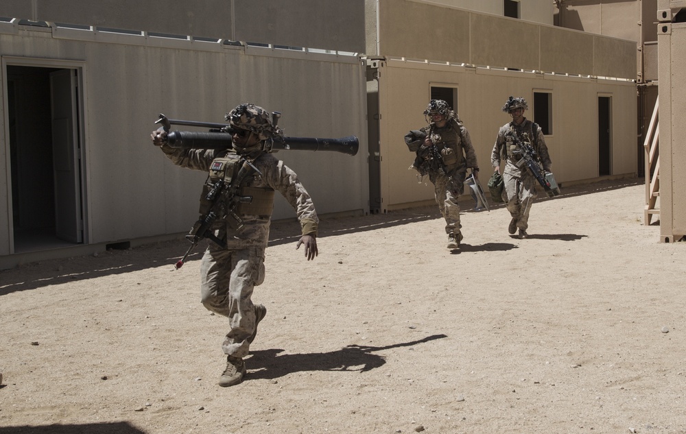 Marines with 3/7 clear buildings at the Combat Center