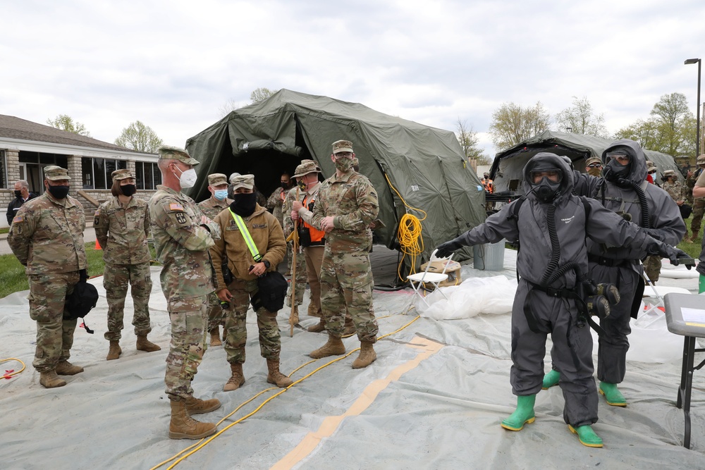 Maj. Gen. Michael C. O' Guinn watches a radiation disaster training exercise